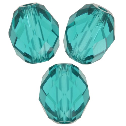 7x6mm PureCrystal 5044 Briolette olive - Blue zircon x1