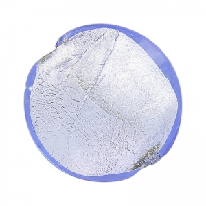 Silver foil Murano flat round 16mm Light Sapphire x1