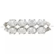 16x7mm tube bead with Preciosa crystal cabochons - Silver - Crystal x1