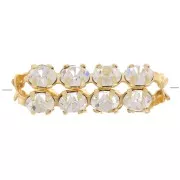 20x7mm tube bead with Preciosa crystal cabochons - Gold - Crystal x1