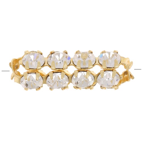 20x7mm tube bead with Preciosa crystal cabochons - Gold - Crystal x1