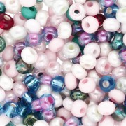 Preciosa 6/0 Seed Beads, 4 mm - Multi-Pink Mix - Pearlescent - Blue x 20 g