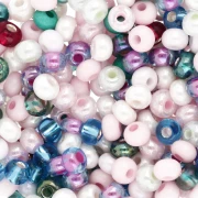 Preciosa 6/0 Seed Beads, 4 mm - Multi-Pink Mix - Pearlescent - Blue x 20 g