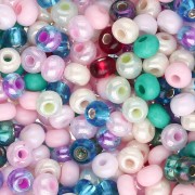Preciosa Seed Beads 6/0 4 mm - Assorted Pink - Pearlescent - Blue x20g