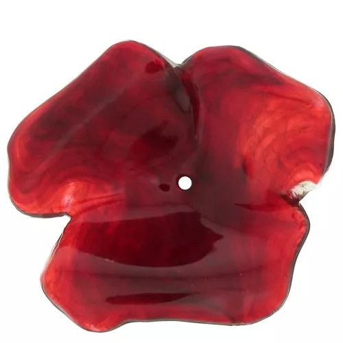 40mm Opaque resin flower bead - Red x1