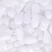 9x5.5mm 2-hole Czech Glass Paisley Duo beads - Opaque White x10g