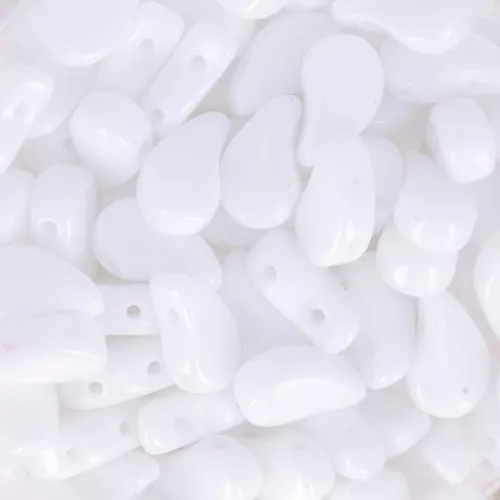 9x5.5mm 2-hole Czech Glass Paisley Duo beads - Opaque White x10g