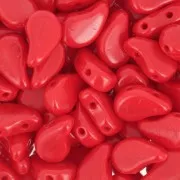 9x5.5mm 2-hole Czech Glass Paisley Duo beads - Opaque Red Coral x10g