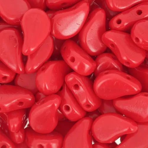 9x5.5mm 2-hole Czech Glass Paisley Duo beads - Opaque Red Coral x10g