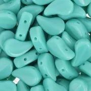 9x5.5mm 2-hole Czech Glass Paisley Duo beads - Opaque Green Turquoise x10g