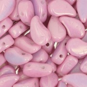 9x5.5mm 2-hole Czech Glass Paisley Duo beads - Opaque Light Rose Ceramic Look x10g|raw }}