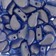 9x5.5mm 2-hole Czech Glass Paisley Duo beads - Halo Cerulean Blue x10g