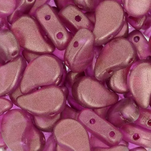 9x5.5mm 2-hole Czech Glass Paisley Duo beads - Halo French Rose x10g