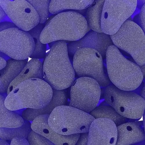 9x5.5mm 2-hole Czech Glass Paisley Duo beads - Cobalt Mat x10g