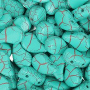 9x5.5mm 2-hole Czech Glass Paisley Duo beads - Ionic Green Turquoise - Brown x10g