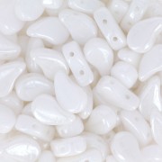 9x5.5mm 2-hole Czech Glass Paisley Duo beads - Opaque White Luster x10g
