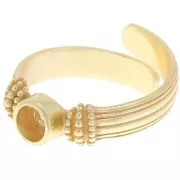 Ring with set for 4mm flat back cabochon - Size 48 to 54 - Gold Tone x1