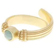 Ring with set for 4mm flat back cabochon - Size 48 to 54 - Gold Tone x1