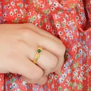 Ring with set for 4mm flat back cabochon - Size 48 to 54 - Gold Tone x1