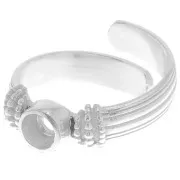 Ring with set for 4mm flat back cabochon - Size 48 to 54 - Silver Tone x1