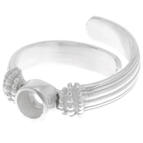 Ring with set for 4mm flat back cabochon - Size 48 to 54 - Silver Tone x1