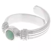 Ring with set for 4mm flat back cabochon - Size 48 to 54 - Silver Tone x1