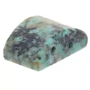 12x8mm 2-hole gemstone bead - African Turquoise - Jasper x1