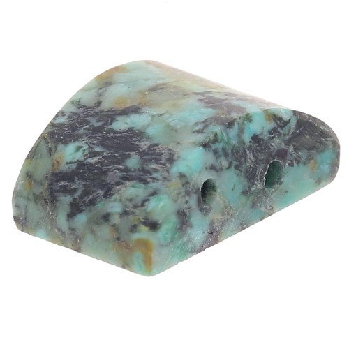 12x8mm 2-hole gemstone bead - African Turquoise - Jasper x1