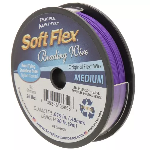 0.48mm 49 strands beading wire - Soft Flex Medium - Purple x9m