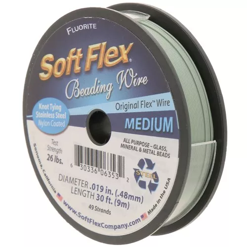 0.48mm 49 strands beading wire - Soft Flex Medium - Moss green x9m
