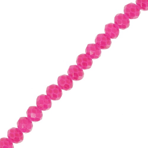 4x3mm Round faceted beads - flattened - Fuchsia x42cm