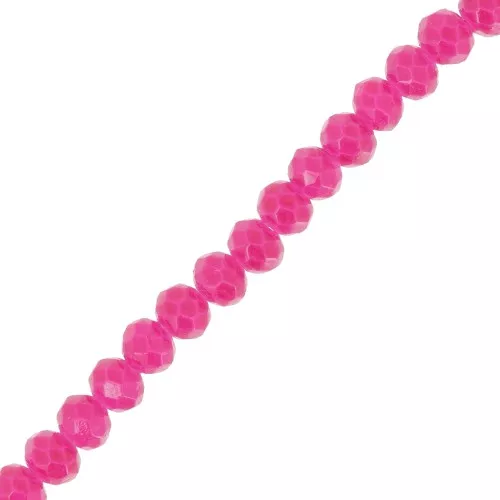 4x3mm Round faceted beads - flattened - Fuchsia x42cm