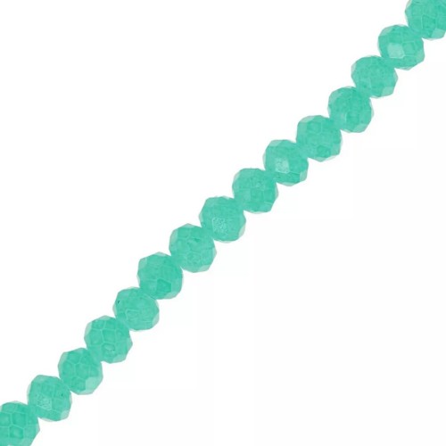 Rondelle beads faceted - round flattened 4x3.5 mm - Green Turquoise x40cm