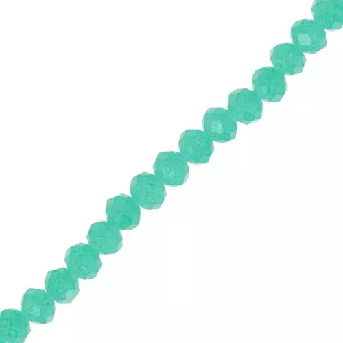 Rondelle beads faceted - round flattened 4x3.5 mm - Green Turquoise x40cm