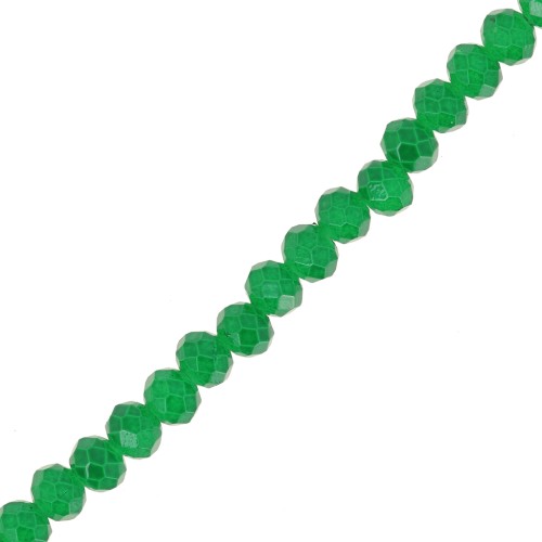 4x3mm Round faceted beads - flattened - Dark Green x40cm