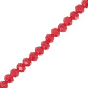 4x3mm Round faceted beads - flattened - Red x40cm