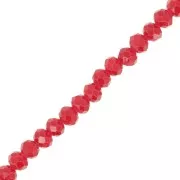4x3mm Round faceted beads - flattened - Red x40cm