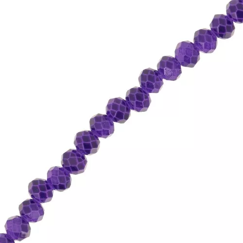 4x3mm Round faceted beads - flattened - Aubergine x40cm