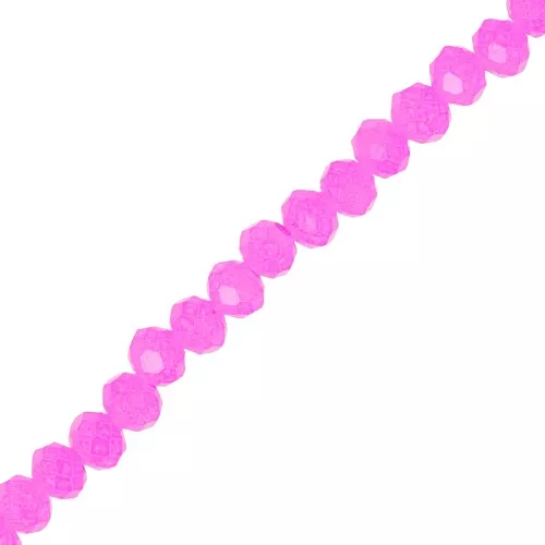 4x3mm Round faceted beads - flattened - Magenta x40cm
