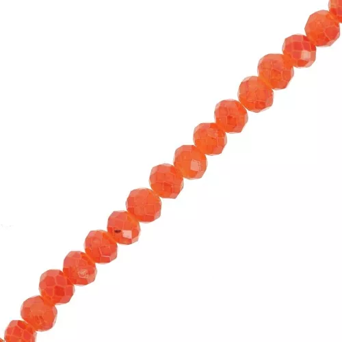 4x3.5 mm Round faceted beads - flattened - Orange x41cm
