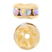 Rhinestones Rondelle 5mm Gold tone/Crystal AB x4