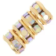 Rhinestones Rondelle 5mm Gold tone/Crystal AB x4