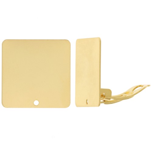20mm Square earclips with hole - Fine Gold Tone x2