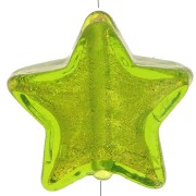 Gold foil Murano star 13mm Green x1