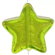Gold foil Murano star 13mm Green x1