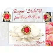 18mm Glass round cabochon by Puca® - Ice Slushy Cherry x1