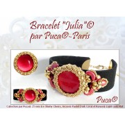 25mm Glass round cabochon by Puca® - Ice Slushy Strawberry x1