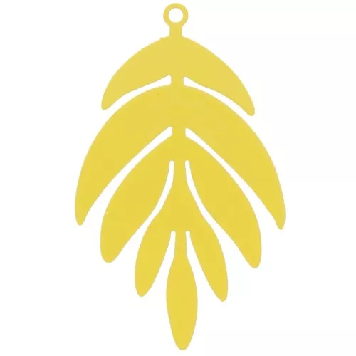 40x24mm dyed Leaf Pendant - Yellow x1