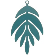 40x24mm dyed Leaf Pendant - Peacock blue x1