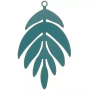 40x24mm dyed Leaf Pendant - Peacock blue x1